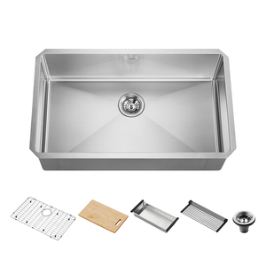 Fregadero de Cocina de Acero Inoxidable con Tabla de Cortar de Bambú y Rejilla, Estación de Trabajo Multifuncional, Lavabo Rectangular de Una Sola Pieza - Product Image 2