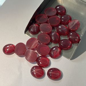 Pierre synthétique de forme ovale en cabochon de rubis étoilé pour la fabrication de bijoux - Product Image 3