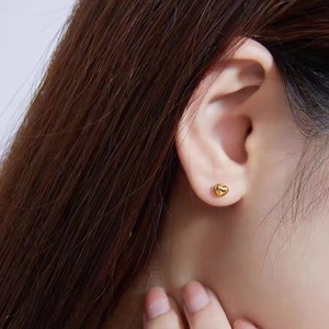 Cute AU750 Ladies Kids Small <strong>FIne</strong> <strong>Stud</strong> <strong>Earrings</strong> Girls Heart Shaped Gold <strong>Earrings</strong> 18k Real - Product Image 5