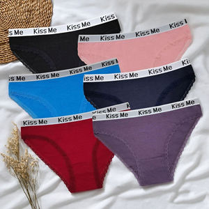Vendita calda da donna mutandine Sexy in cotone perizoma <span class=keywords><strong>a</strong></span> vita bassa con perizoma lettera KISS ME comodo biancheria intima da donna traspirante - Product Image 6
