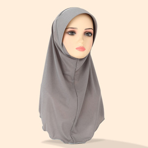Hiyab Instantáneo de Chifón con Borde Ondulado de Color Sólido, Listo para Usar, para Mujeres Musulmanas, Cubre el Cuello - Product Image 2
