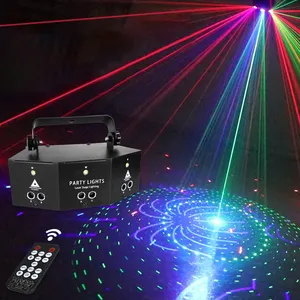 ไฟเลเซอร์ดิสโก้ LED,โคมไฟโปรเจกเตอร์ DMX512ดวงสำหรับปาร์ตี้ดีเจแสงเวทีขนาดเล็ก9ตา RGBW พร้อมรีโมทสำหรับคลับบาร์