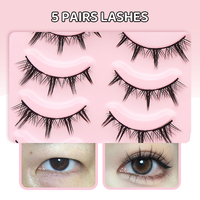 5 paires de faux cils Manga Devil en vison synthétique, cils en bande effet vison, bande en coton, cils postiches pour le maquillage