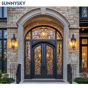 Sunnysky איכות גבוהה אישית אבטחה דקורטיבית דלתות ברזל זכוכית מודרנית חדש דלתות ברזל זכוכית חיצוני ווילה הבית - Product Image 5