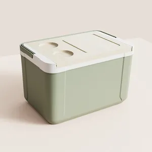 14Lポータブルファッションデザインキャンプ屋外プラスチックPPアイスチェストクーラーボックス木製蓋付き