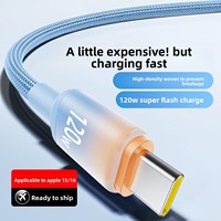 Cable de Datos USB-C con Carga Súper Rápida de 120W, Cable de Carga para Automóvil, Trenzado