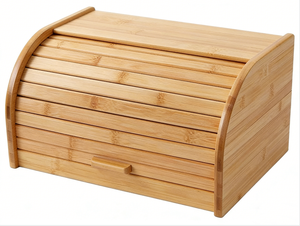 Bamboo Eco-Friendly Multifunctional Bread Box Roll Top <b>Large</b> Capacity Natural Bread <b>Bin</b> Kitchen Countertop Dustproof Storage - Product Image 1