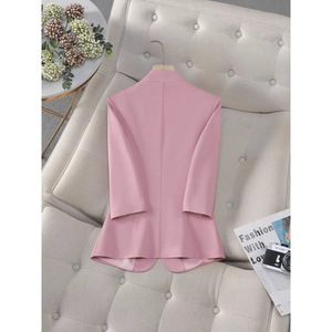 Blue Three Quarter Sleeve Blazer Women Professional Casual Spring Summer Autumn Fashionable Top Anti Wrinkle Worsted Fabric - Product Image 2