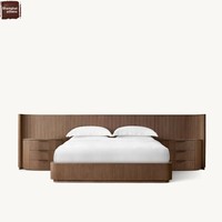 Modernes Amerikanisches Vintage Massivholz Eichen-Kingsize-Doppelbett mit Nachttisch-Set - Wohnmöbel mit Anpassbaren Funktionen aus Nantong