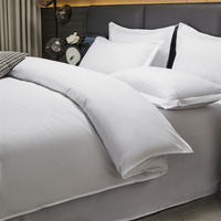 Draps de lit, housses de couette et taies d'oreiller en polyester tissé de qualité pour hôtels cinq étoiles, literie pour chambre d'hôtes, logos personnalisés, respirant