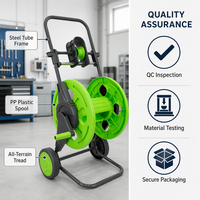 Enrouleur de tuyau d'arrosage BLUEBIRD BB-4225 avec chariot de guidage automatique, capacité 60m, tuyau 1/2 pouce, cadre en plastique robuste, bobine en PP, chariot portable à 2 roues