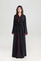 Abaya Kimono Ouverte pour Femmes Musulmanes, Modèle Unique avec Ceinture à Nouer, Logo Personnalisé OEM, Mode Modeste et Élégante