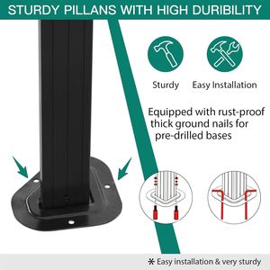 10'x12' Sert Tavanlı Kamelya, Dış Mekan Polikarbonat Çift Katlı Tente, Alüminyum Çerçeveli Kalıcı Çardak, Perde ve Sineklikli - Product Image 3