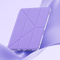 Casing Tablet Anti Benturan dengan Slot Pena, Penyangga Lipat Bentuk Y, Bahan Kulit PU Akrilik Transparan untuk iPad 10.2 10.9 Air Pro 2025