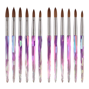 Pinceau à ongles en acrylique Kolinsky, manche irisé violet, logo personnalisé, vente en gros d'usine, pour salon de manucure, manucure DIY à domicile - Product Image 3