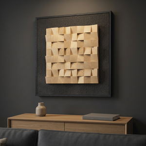 <b>Framed</b> 3D Textured Metal Wall Art Modern Minimalist Portrait <b>Print</b> Original Geometric Artwork for Walls - Product Image 2