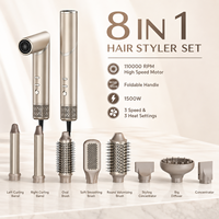 Kit Coiffant 8-en-1 Haute Vitesse avec Brosse Soufflante Pliable, Fer à Boucler Automatique, Sèche-Cheveux Ionique 110 000 tr/min