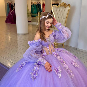 Nuevo <span class=keywords><strong>Vestido</strong></span> <span class=keywords><strong>de</strong></span> Quinceañera Lila, <span class=keywords><strong>Vestido</strong></span> <span class=keywords><strong>de</strong></span> Gala con Hombros Descubiertos, Apliques <span class=keywords><strong>de</strong></span> Encaje, Cuentas, Cristales, Tul, Corsé, Vestidos <span class=keywords><strong>de</strong></span> <span class=keywords><strong>15</strong></span> Años - Product Image 2