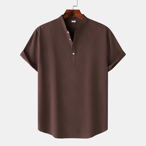 T-shirt a maniche corte in <span class=keywords><strong>lino</strong></span> da <span class=keywords><strong>uomo</strong></span>, tinta unita, personalizzabile, vestibilità ampia, produzione su misura - Product Image 3
