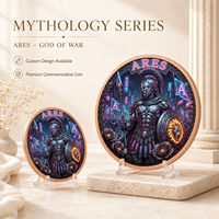 Pièce de monnaie en cuivre fin 999 de 1 oz, mythologie grecque Ares, relief 3D, couleur UV, effet proof-like, artisanat métallique