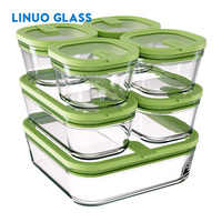 Conteneur de stockage alimentaire en verre avec couvercle en plastique et valve d'air en silicone moderne, compatible micro-ondes, portable pour la cuisine et le camping