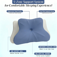 Oreiller ergonomique en mousse à mémoire de forme pour le soutien du cou avec tissu antibactérien, soulagement de la douleur au cou, design moderne, motif feuillage