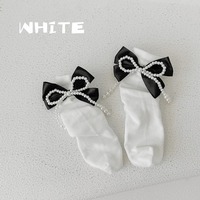 Chaussettes d'école en coton blanc avec nœud pour enfants, nouveau Style automne et hiver