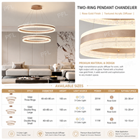 Lustre suspendu moderne à double anneau LED en cristal écrasé et acrylique, hauteur réglable, 201W, pour salon et salle à manger