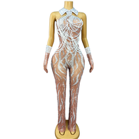 Novance Y6020 Nouveau Produit 2026 Combinaison Femme en Maille Transparente Ornée de Strass et de Perles pour Scène et Danse, Tenue de Spectacle pour Chanteuse et Boîte de Nuit
