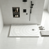 Receveur de douche carré en pierre de quartz blanc à motif décoratif, base de douche antidérapante, vente en gros d'usine pour projets de salle de bain