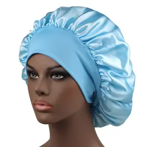 FF533女女童护发纯色帽子弹性宽软带缎面睡帽发丝缎面帽子