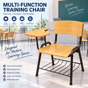 Sedia Scolastica in Legno con Tavoletta Scrittoio, Poltrona per Studenti Universitari e delle Scuole Secondarie - Product Image 3