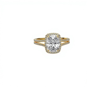 แหวนหมั้นเพชรทรงรัศมีเคลือบทอง 18K 14K หรูหรา ประดับเพชรแล็บโกรว์ ดีไซน์วงแหวนแยกส่วน ประดับเพชรเม็ดกลม แหวนคลาสสิกสำหรับผู้หญิง - Product Image 4