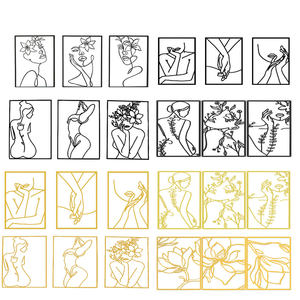 فن جداري معدني ذهبي مستطيلي لغرفة المعيشة <span class=keywords><strong>3</strong></span> لوحات معلقة على شكل زهرة فن جداري معدني بسيط - Product Image 3