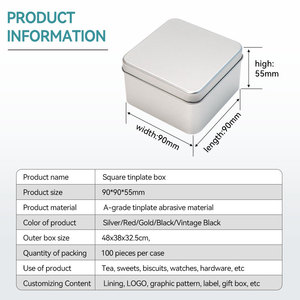 Lata de biscoito quadrada personalizável para armazenamento de alimentos, embalagem de caixa de relógio, lata de biscoitos por atacado