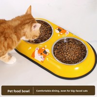 Yolecen – Gamelle pour animaux de compagnie en acier inoxydable, détachable, anti-renversement, à double poignée, pour chat et petit chien (nourriture et eau)