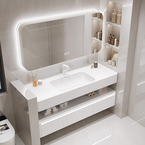 Juego <span class=keywords><strong>de</strong></span> <span class=keywords><strong>tocador</strong></span> <span class=keywords><strong>de</strong></span> baño para colgar en la pared moderno <span class=keywords><strong>de</strong></span> lujo <span class=keywords><strong>con</strong></span> <span class=keywords><strong>espejo</strong></span> y lavabo, muebles <span class=keywords><strong>de</strong></span> baño contemporáneos para Baño - Product Image 4