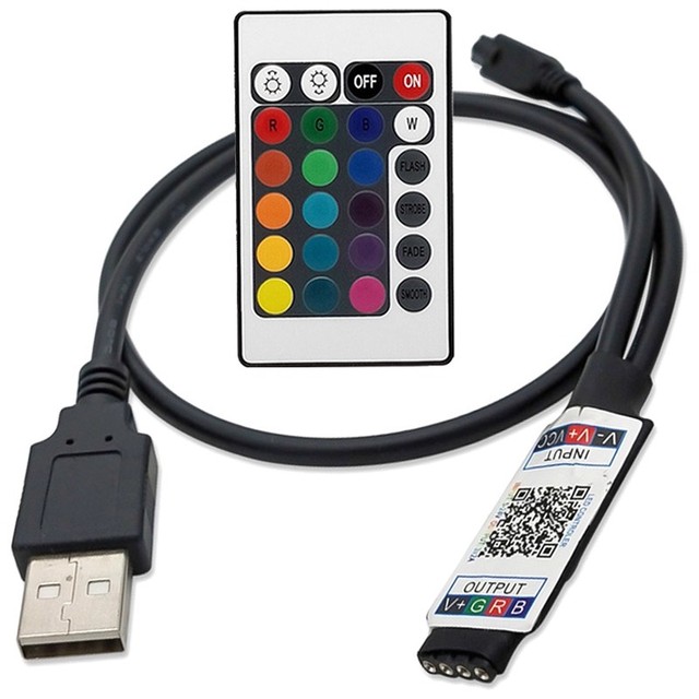 5V Mini USB Controller Remote Control LED Light Strip RGB-24 Key LED Light Strip USB Infrared Controller