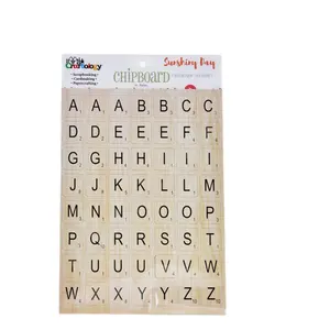 Hot selling better price 2 sheet wooden color alphabet chipboard sticker