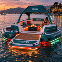 Bar flottant et maison flottante DSPR avec espace de réception en groupe sur une île gonflable, équipement de jeux aquatiques pour les hôtels insulaires