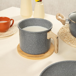 Casserole de haute qualité avec couvercle en verre, revêtement antiadhésif en céramique, compatible lave-vaisselle, poignées souples en bois, compatible gaz et induction, faitout, casserole à lait - Product Image 6