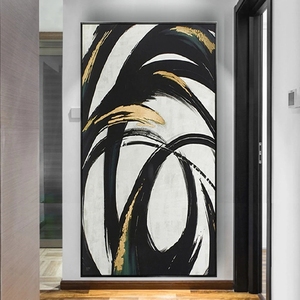 Ribete de textura de <span class=keywords><strong>cubismo</strong></span> abstracto pintado a mano, imagen moderna, obra de arte para decorar el hogar, lienzo de pintura al óleo abstracta acrílica - Product Image 1