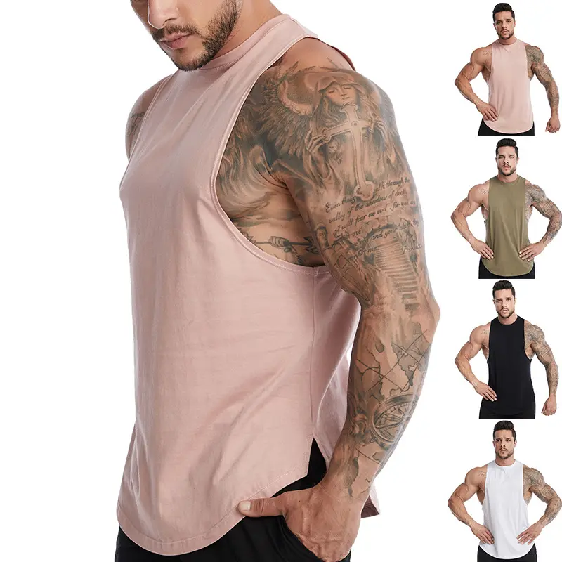 Man Sport Vest Fitness Sleeveless Tank Top Quick Dry Workout Vest for Gym Running Wholesale Plus Size Men Gym Shirt 100% Cotton