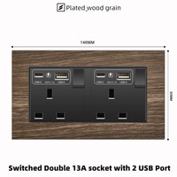Interrupteur mural tactile 10A 250V à bouton-poussoir, type 86, norme britannique, pour éclairage domestique, 1 gang 2 voies, avec panneau imitation bois