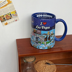 680ml Las Vegas <span class=keywords><strong>Casino</strong></span> Calcomanía en relieve Impresión Taza de cerámica Taza de cerveza - Product Image 3