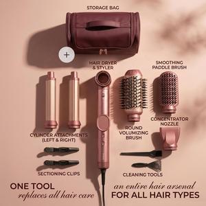 <span class=keywords><strong>Spazzola</strong></span> Styler ad Aria Pieghevole ad Alta Velocità 110.000 RPM con Motore DC, Ioni Negativi 200M, Kit Multistyle per Capelli con Arricciatura Automatica Coanda - Product Image 2