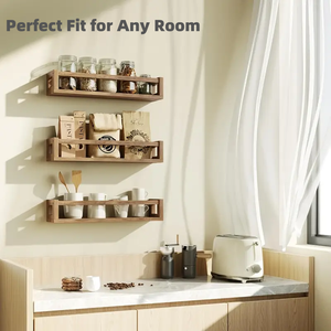 Scaffale Galleggiante in Legno per Cameretta, Cucina, Bagno, Porta Spezie Vintage <span class=keywords><strong>da</strong></span> Parete, Resistente e di Grande Capacità - Product Image 6