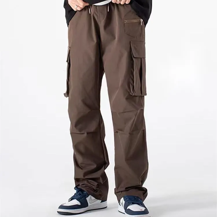 Customizable OEM high-street nylon overalls Men's loose casual multi-pocket zippered trousers Men's