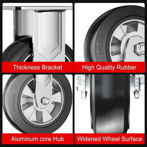 Chinesischer Hersteller <span class=keywords><strong>4</strong></span> 5 6 8 Zoll 100mm 125mm 150mm 200mm Industrielle Aluminium-Kern Gummirad Feststehend Schwenkbar mit Bremse Schwerlast-Lenkrolle - Product Image 5