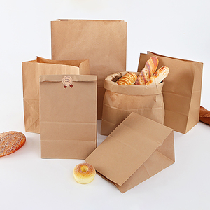Recyclable Brown Kraft Paper Bag Square Bottom Food Packaging for Pizza Milk Sushi Jelly Salad Food Grade Paper Bag - Product Image 3